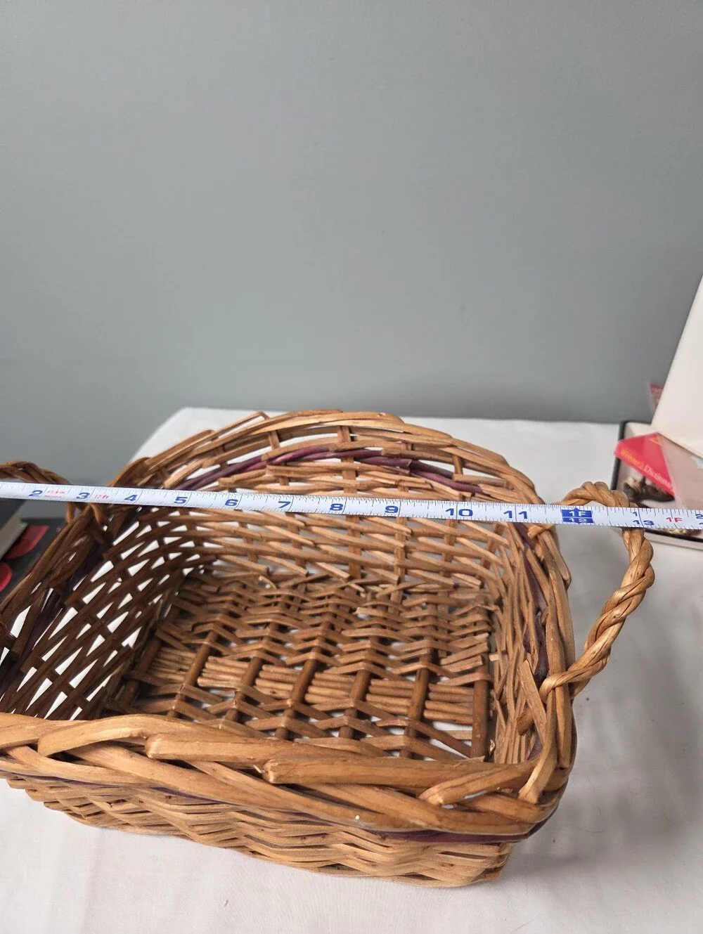 Vintage woven wicker/ ratten basket. Vintage bread basket  Wicker Fruit basket